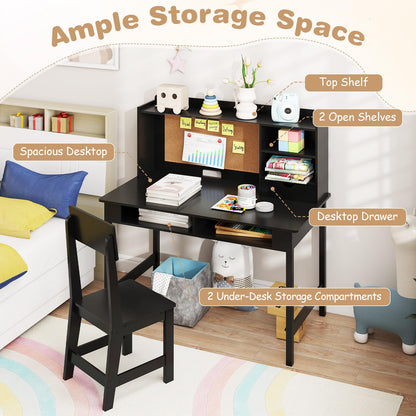 Kids Study Desk and Chair Set Wooden Students Writing Table