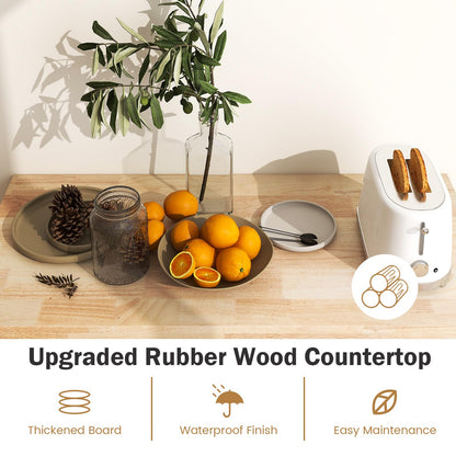 Mobile Kitchen Island Cart Rolling Kitchen Island with Rubber Wood Top