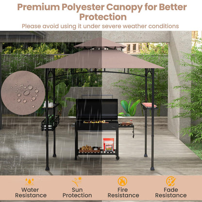 Fire Resistant Waterproof Outdoor BBQ Shelter with 2 Side Shelves