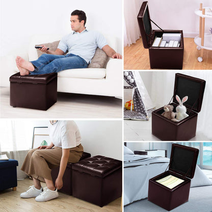 High Quality PU Leather Cube Ottoman Storage Seat
