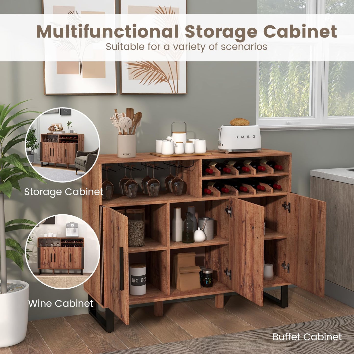 Wooden Storage Cabinet for Dining Room