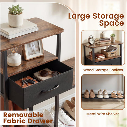 3-Tier Shoe Rack Bench, Industrial Shoe Storage Organiser with Seat