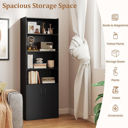 6-tier Modern Style Bookcase with Adjustable Shelves