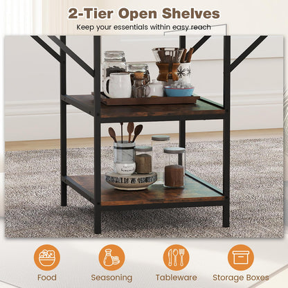 Dining Table for 4-6 Rectangular Dining Table with 2 Open Storage Shelves