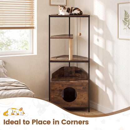 Cat Tree, 156cm Tall Modern Kitten Climbing Tower with Condo