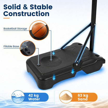 10FT Portable Basketball Hoop and Stand with Wheels
