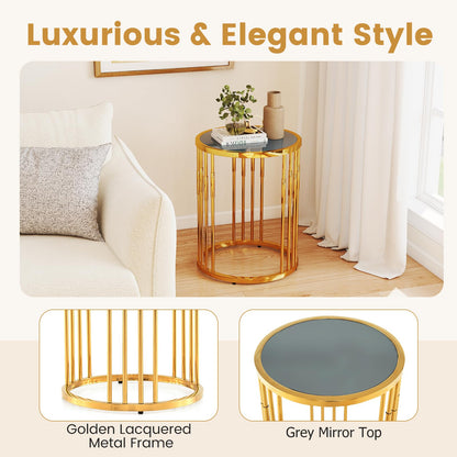 40CM Round Coffee Table Small Glass Side Table