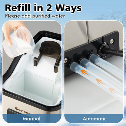 Countertop Nugget Ice Maker with 2 Ways Water Refill