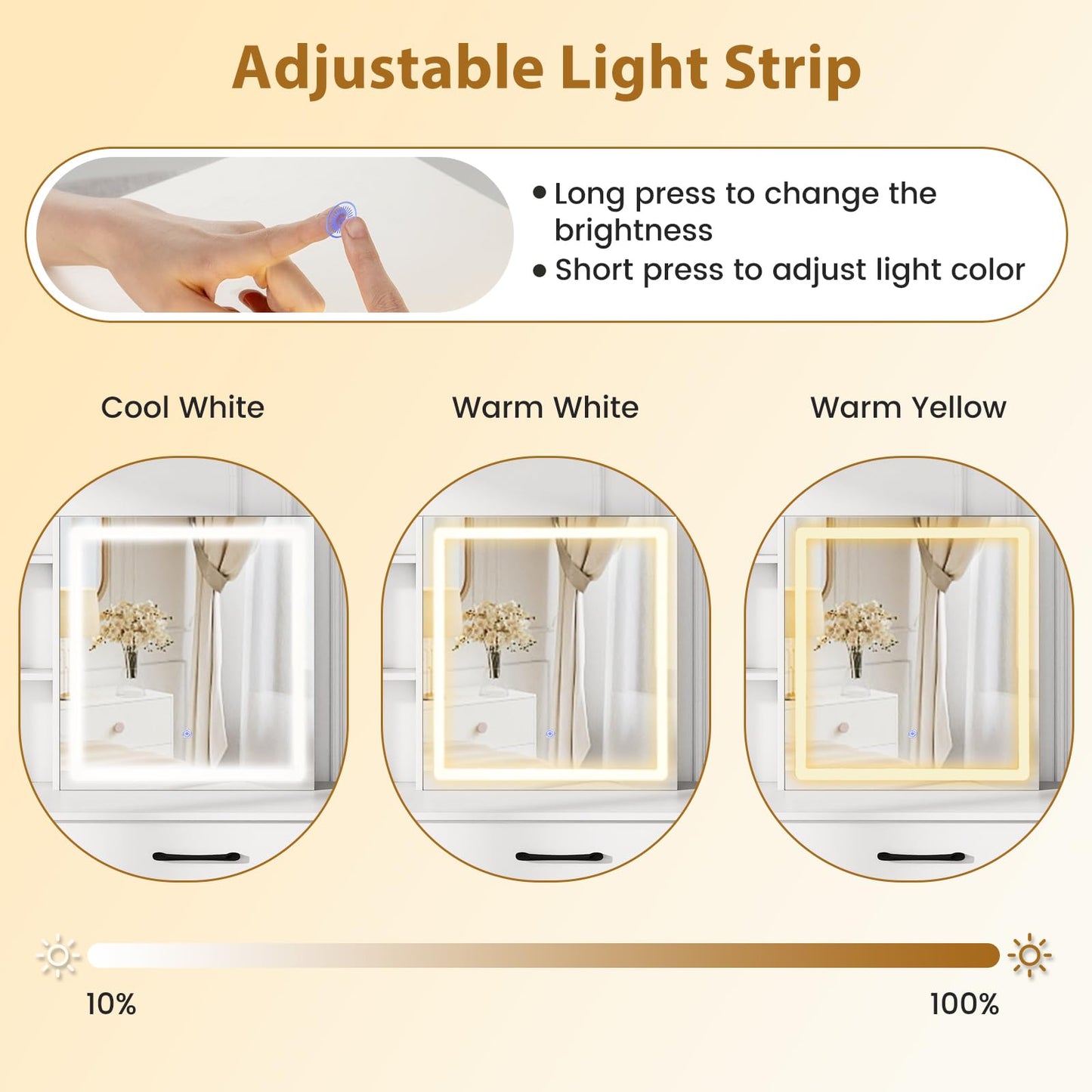 Makeup Table and Chair Set with 4 Drawers and Storage Shelves