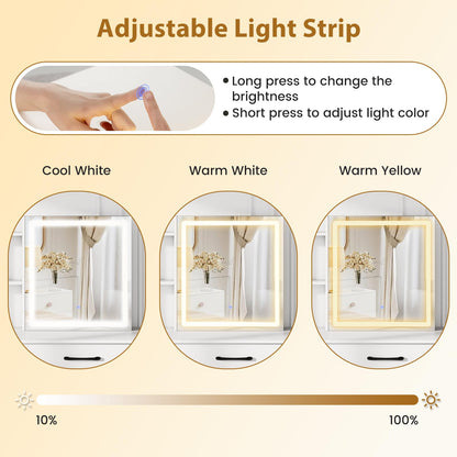 Makeup Table and Chair Set with 4 Drawers and Storage Shelves