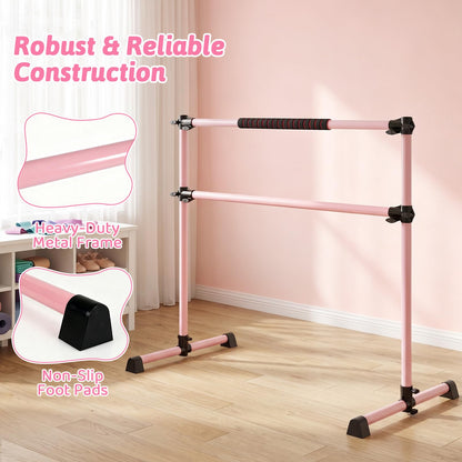 Double Ballet Barre, 17-112cm Adjustable Dance Stretch Bar