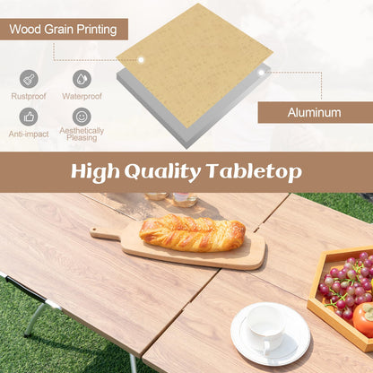 2 PCS Aluminum Foldable Picnic Table with Extendable Design