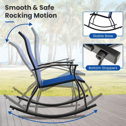 2 Pieces Outdoor Rocking Chairs with Breathable Backrest