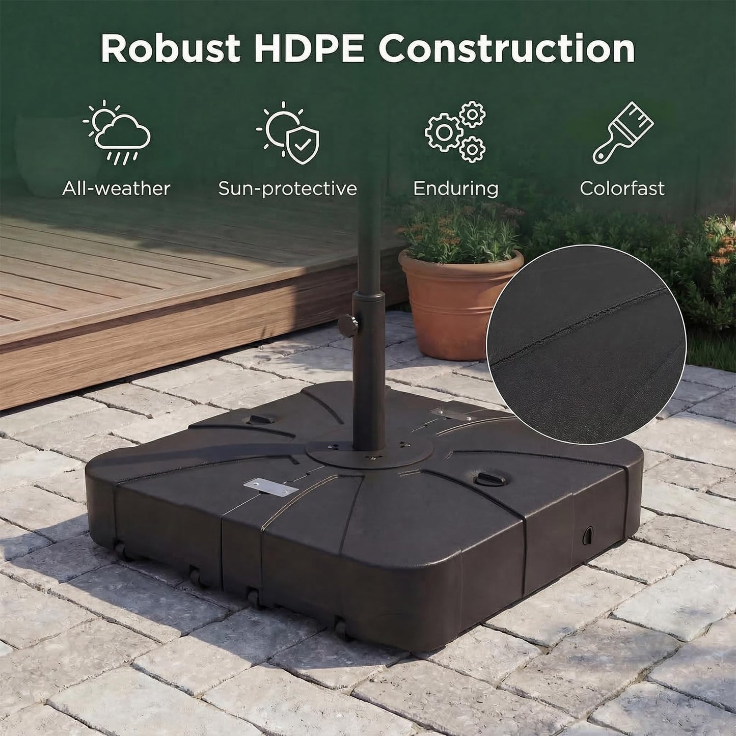 130 kg/170 kg Outdoor Cantilever Umbrella Base with Wheels Heavy-Duty Offset Patio Umbrella Stand