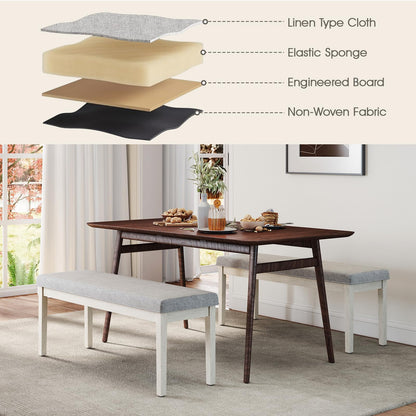 Upholstered Dining Bench Shoe Bench with Rubber Wood Legs and 300 KG Max Load