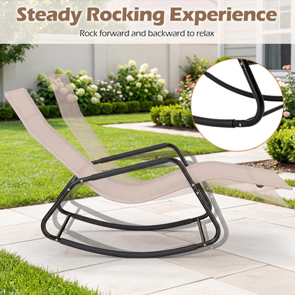 Rocking Sun Lounger, Zero Gravity Recliner Garden Rocking Chair with Armrests