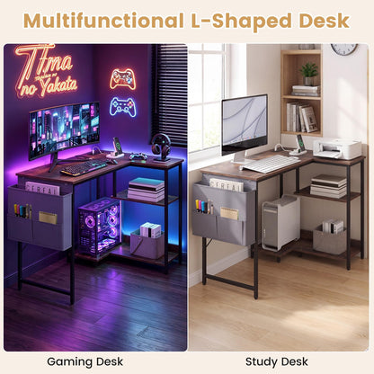 L Shaped Computer Desk, 101 cm Corner Table with Storage