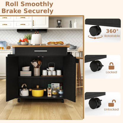 Kitchen Island Cart with Storage and Adjustable Shelf
