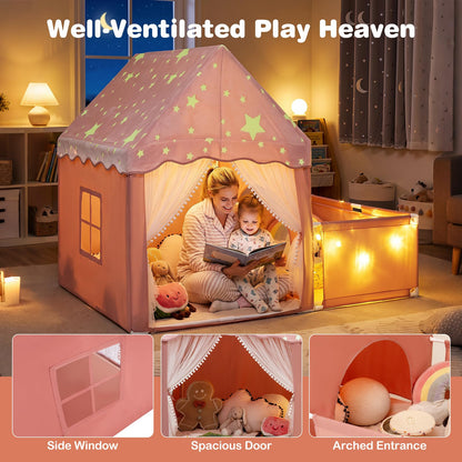 Kids Play Tent with Playpen, Padded Mat, Star Lights