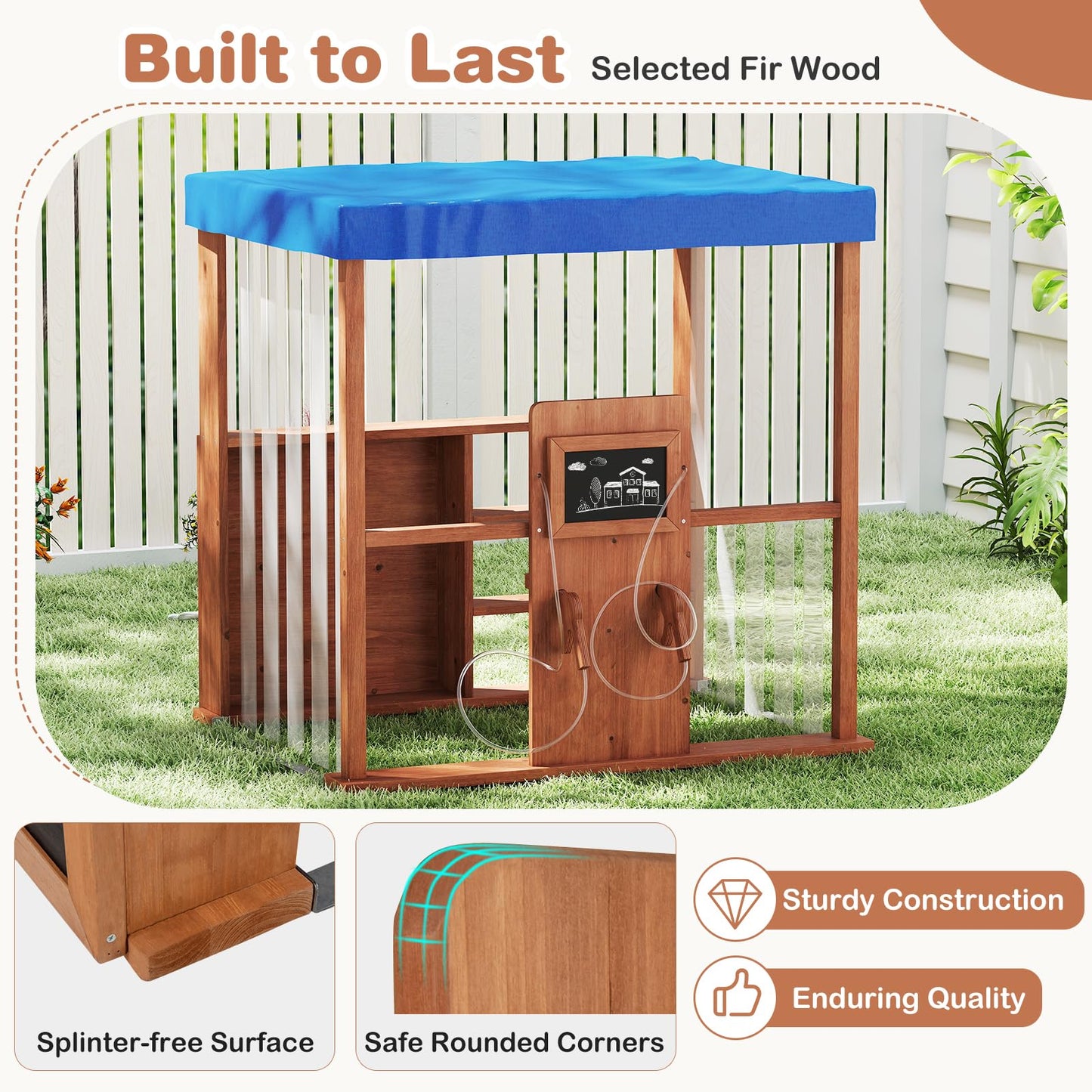 Outdoor Gas Station Playset with Canopy