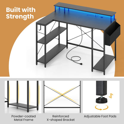 L-Shaped Computer Desk, 120CM Large Corner Desk Writing Study Table