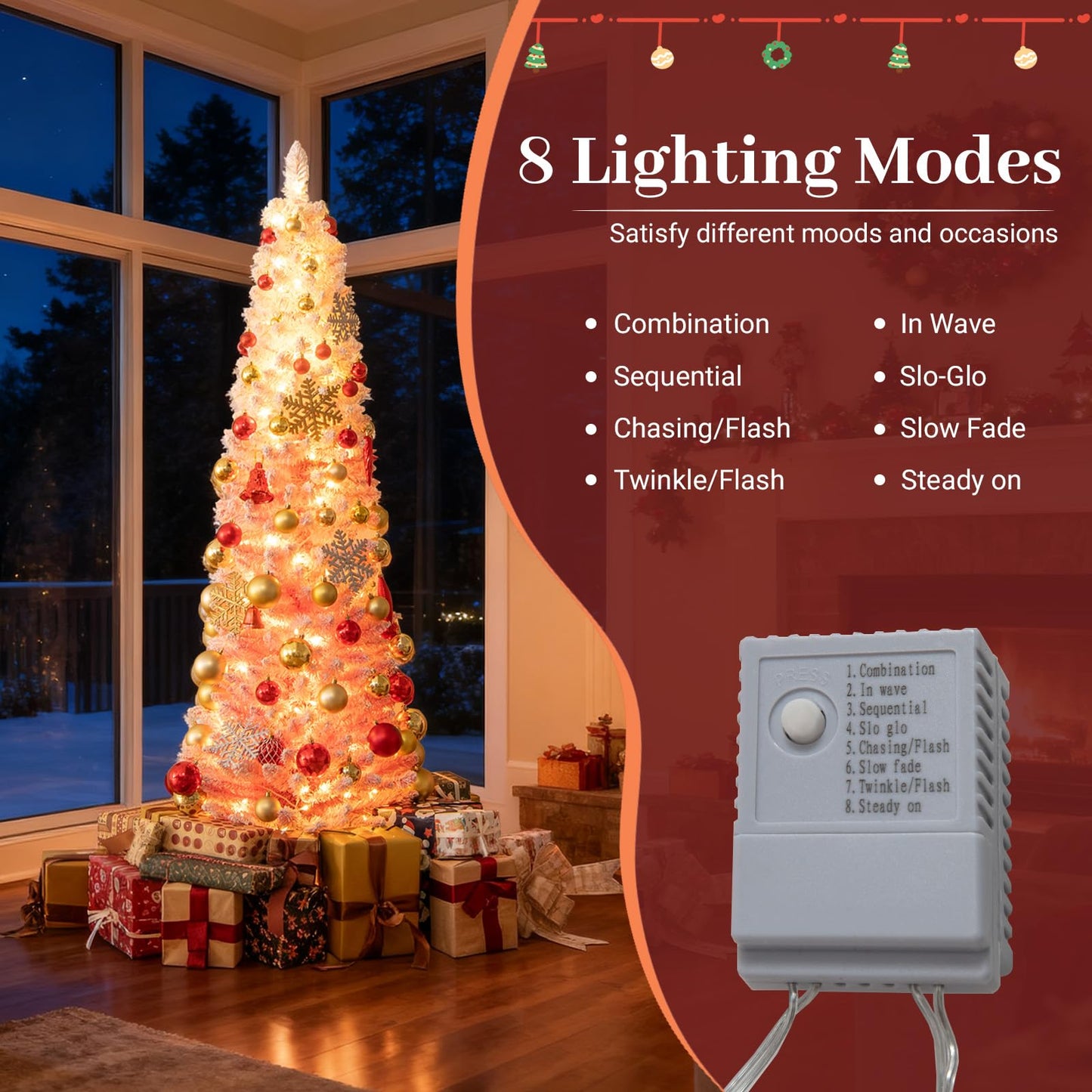 Artificial Christmas Tree with 392 Flocked Branch Tips