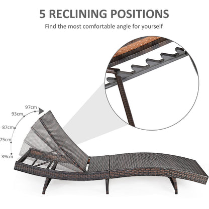 Outdoor Adjustable Folding Chaise Lounge with Removable Thick Cushion