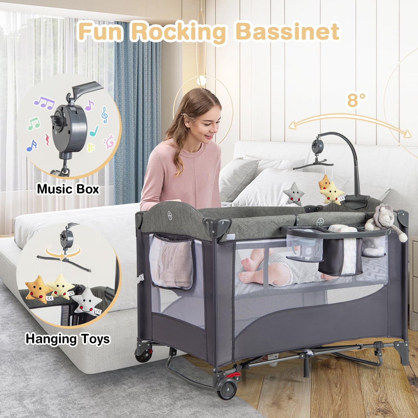 Foldable Baby Bedside Sleeper with Diaper Changer