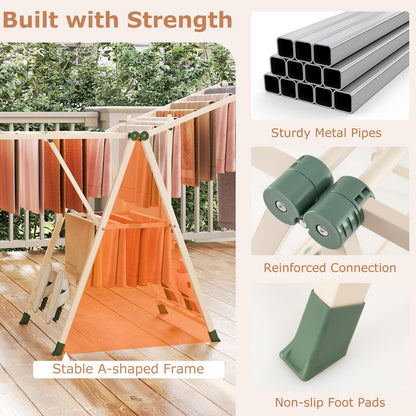 2-Level Clothes Airer Dryer Horse with Height-Adjustable Wings (163x56x99-158cm)