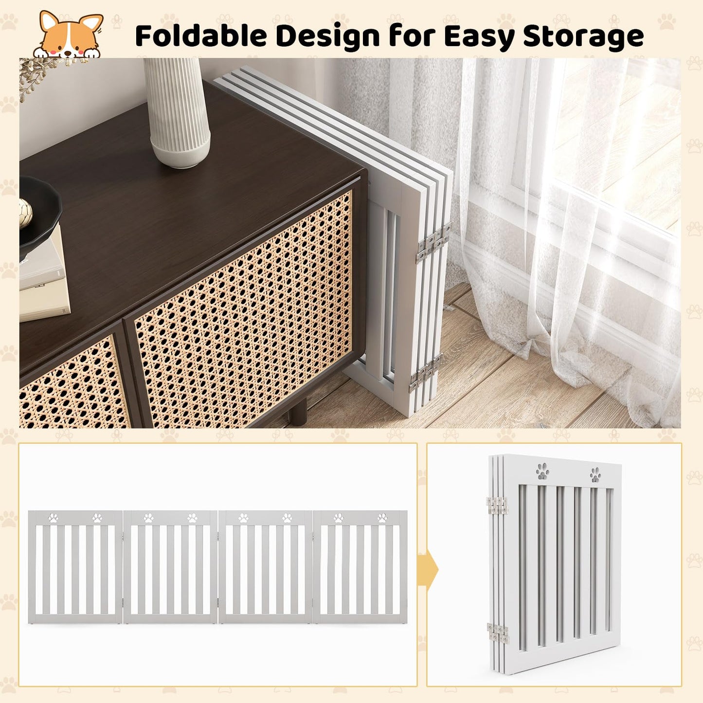 120 CM 8-Panel Height Anti-Rust Pet Playpen with Lockable Gate