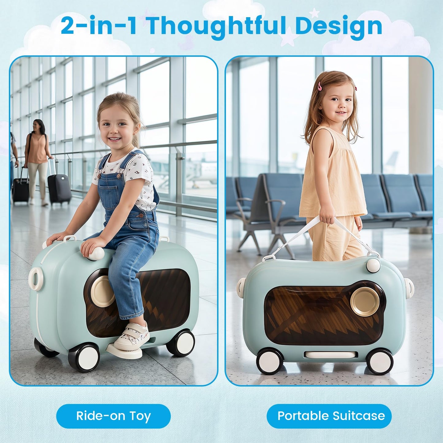 Kids Ride-on Luggage, 2-in-1 Children Suitcase