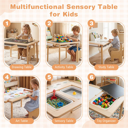 Sensory Table Set Kids Activity Table and Chair Set with Adjustable Height