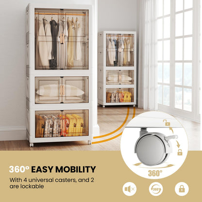 421L Foldable Portable Wardrobe with 10 Retractable Hangers