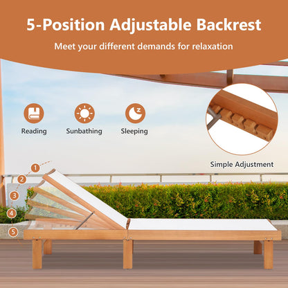 5-Postion Adjustable Patio Chaise Lounge Chair Deck Sunbed