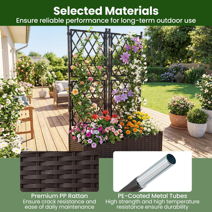 Garden Planter with Trellis, Weather-Resistant Trough Grow Box