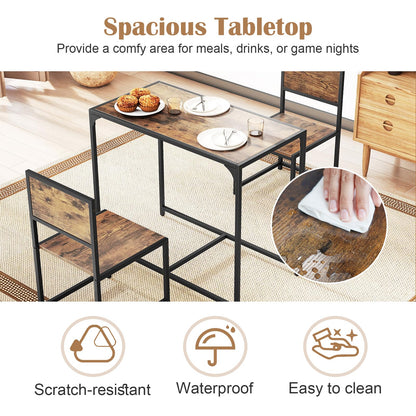 Dining Table and Chairs Set, Breakfast Table Furniture with 2 High Back Chairs