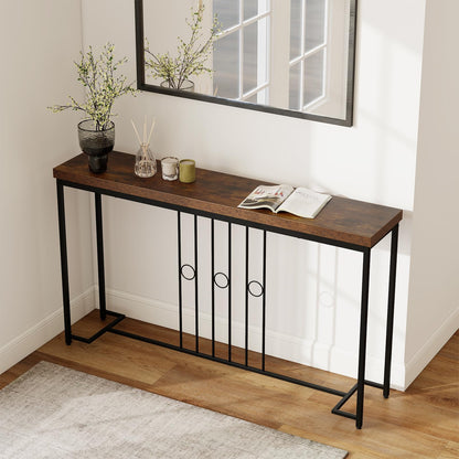 140CM Narrow Entryway Table with H-Shaped Base and Spacious tabletop