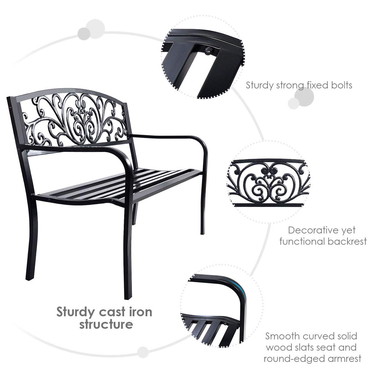 Metal Frame 2 Seater Garden Bench Butterfly Pattern