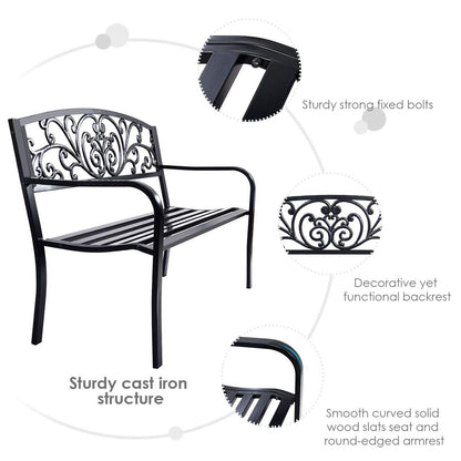 Metal Frame 2 Seater Garden Bench Butterfly Pattern
