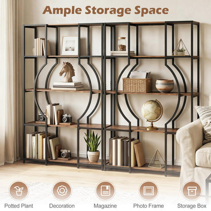 Industrial Etagere Bookcase with Arc-Shaped Design and Open Shelves