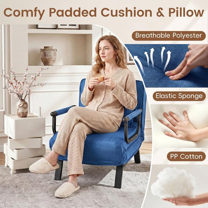 4 in 1 Folding Sofa Bed with Adjustable Backrest and Pillow | Convertible Sleeper Chair