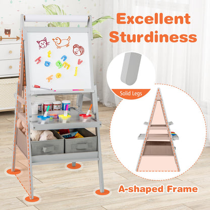 Double sided Kids Easel with Magnetic Whiteboard and Chalkboard