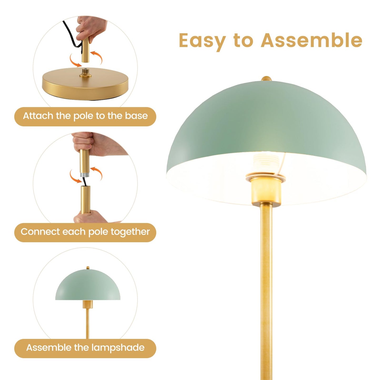 163cm Floor Lamp Standing Lamp with Shatterproof Lampshade