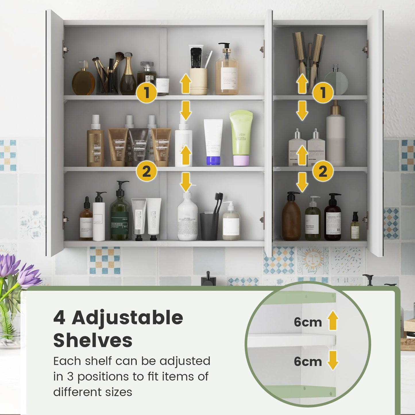 Frameless Bathroom Wall Mounted Medicine Cabinet with Mirror