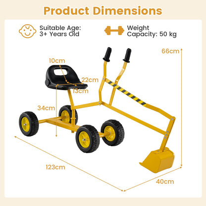 Children Construction Excavator with 2-Handed Controls