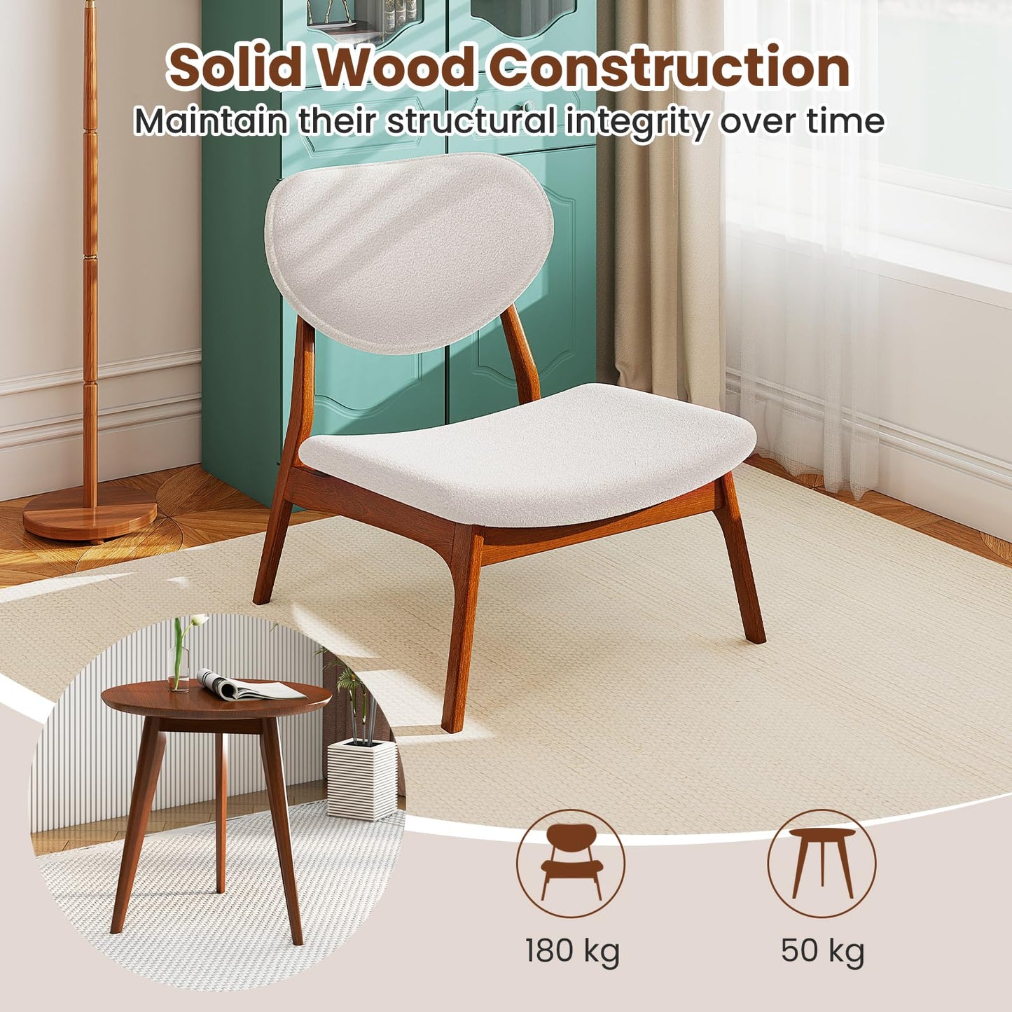 Accent Chairs Set of 2 with Side Table for Bedroom Waiting Room