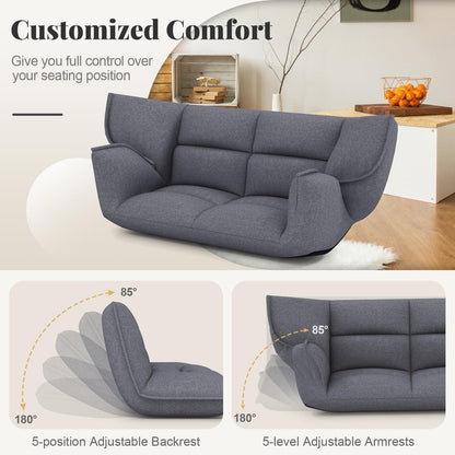 Floor Sofa Chair with 5-Postion Adjustable Backrest and Armrests