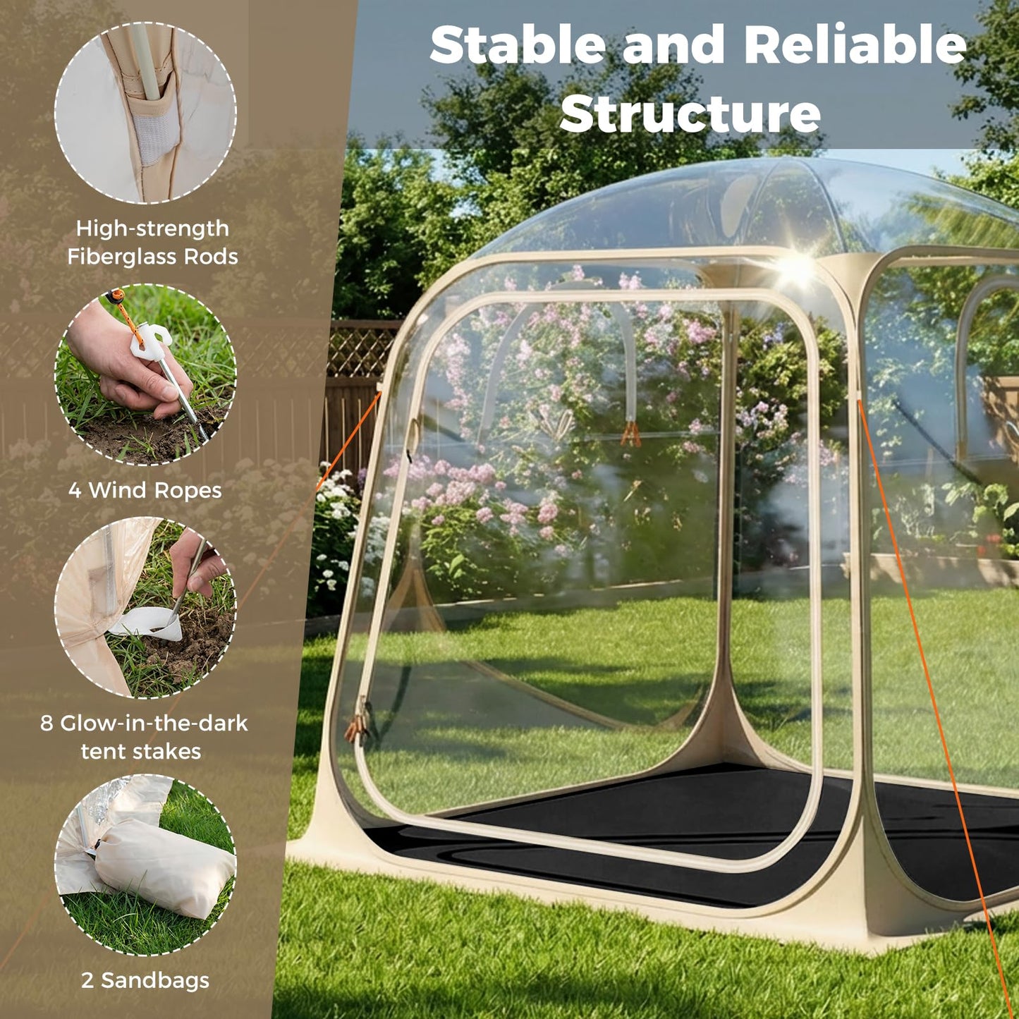 Pop up Bubble Tent, All Weather Sport Shelter Screen House with Carrying Bag