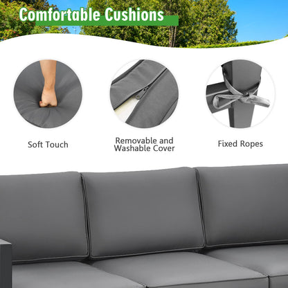 4 Pieces Garden Aluminum Furniture Set with Padded Cushions