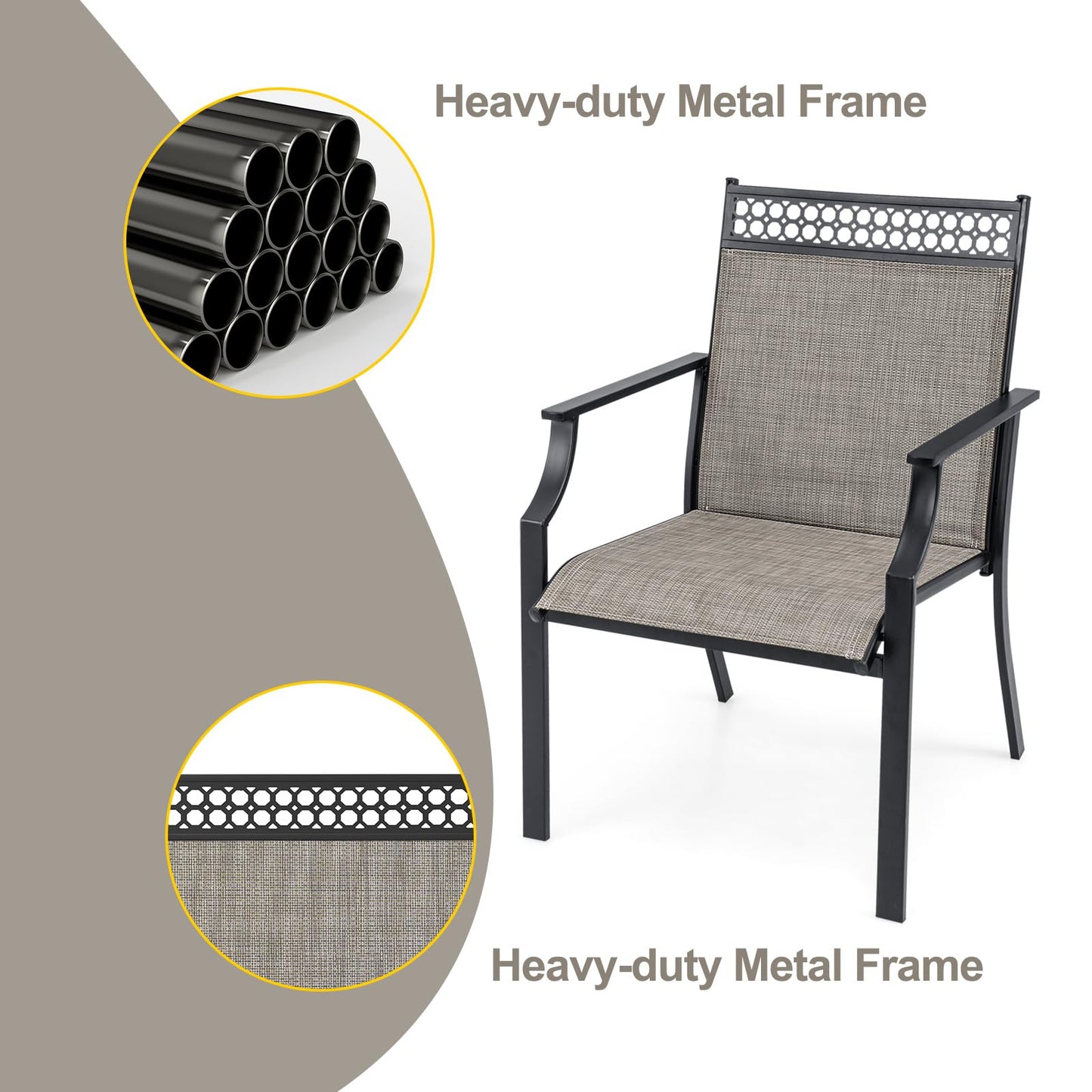 Large Outdoor Chairs with Breathable Seat & Ergonomic Back